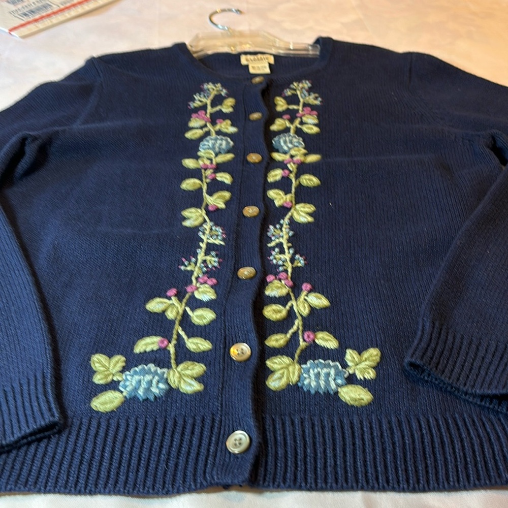 Vintage Classic Elements Navy Embroidered Cardiga… - image 4